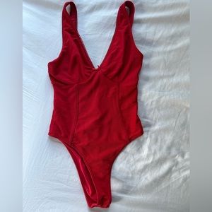 Frankies bikinis- lila ribbed one piece swimsuit